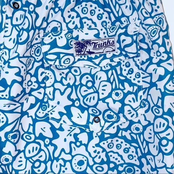 Trunks Surf & Swim Co. Blue Print Sano Trunks XL Boardshorts Beach Pool Vacation - Picture 4 of 10